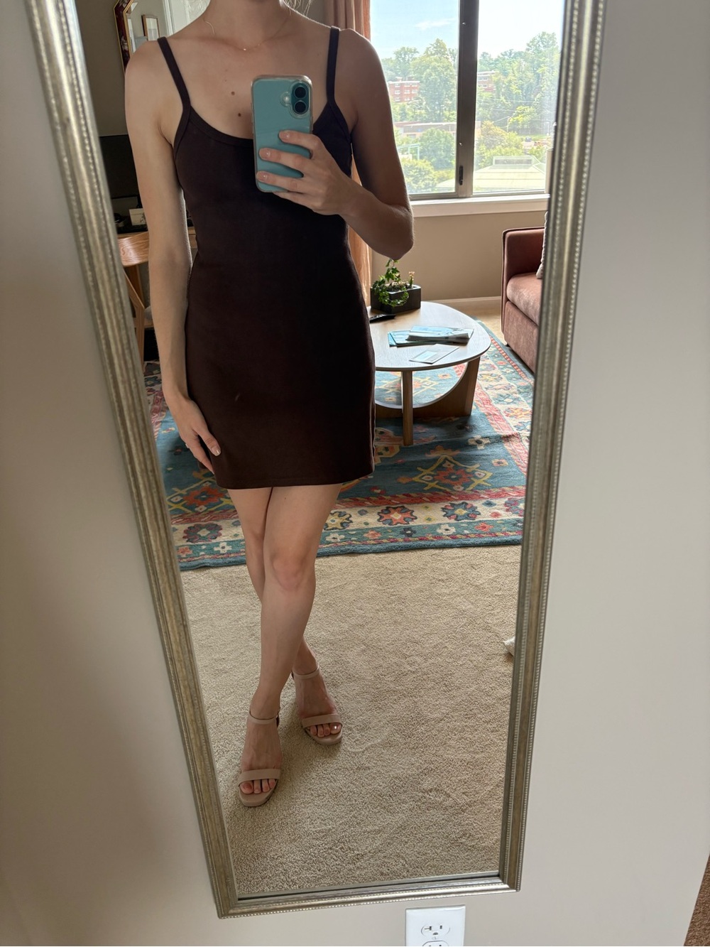 Los Angeles Apparel HEAVY RIB SPAGHETTI MINI DRESS
